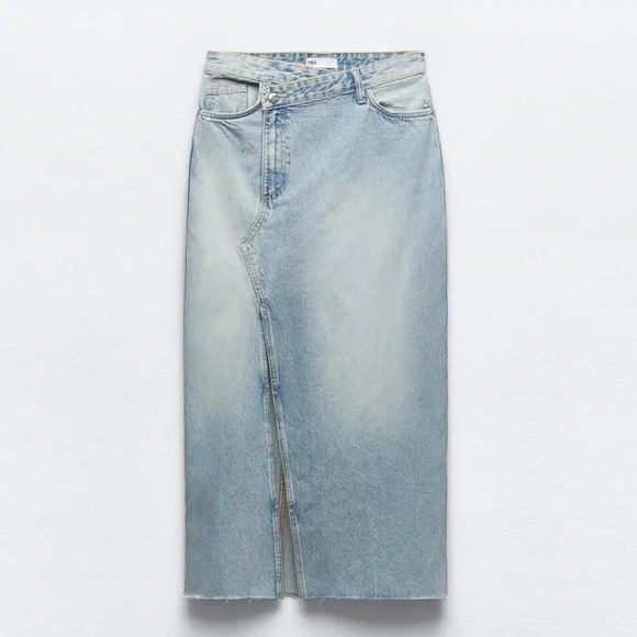 ZARA TRF LONG DENIM SKIRT - Picture 1 of 2